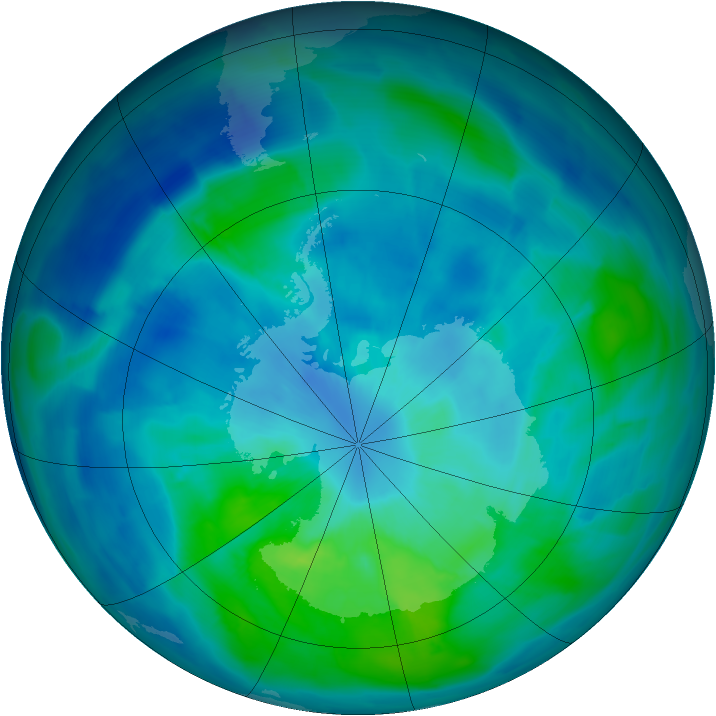 Antarctic ozone map for 19 March 2014